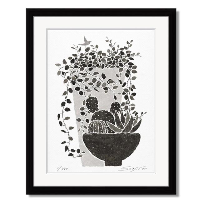 絵画 インテリア「ワイヤープランツと多肉植物」おしゃれ 壁掛け 絵