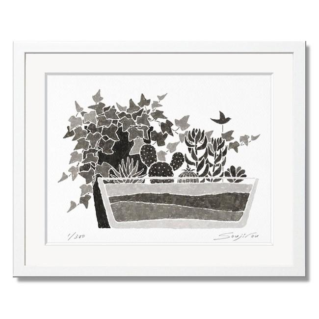 絵画 インテリア「アイビーと多肉植物」おしゃれ 壁掛け 絵 引越し