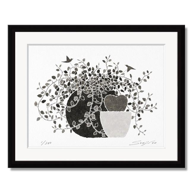 絵画 。壁掛け絵【部屋の中で花瓶を片付ける少女とかわいい白猫ちゃん