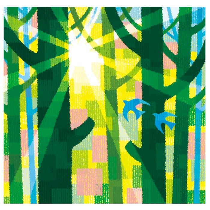幸せの青い鳥絵画 版画 玄関 リビング 額入り 花の絵 プレゼント