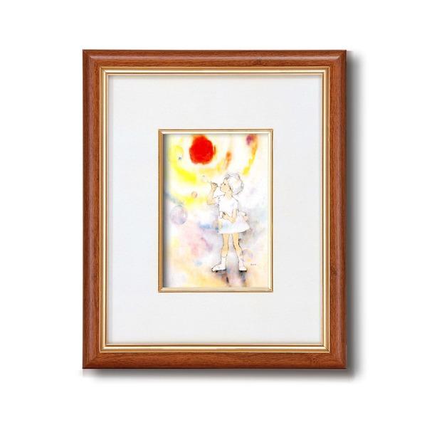 いわさきちひろ 絵画 シャボン玉(しゃぼんだま)壁掛け用 スタンド付き
