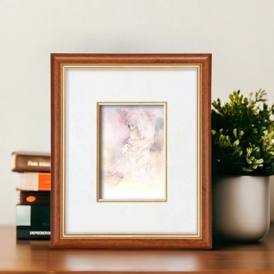 いわさきちひろ 絵画 マフラーをした少女壁掛け用 スタンド付き 額入り  