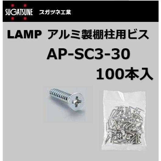 アルミ製棚柱用ビス LAMP（スガツネ工業）AP-SC3-30 100本入 十字穴付