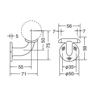 シロクマ A形ブラケットL受 BR-140 45Φ 白熊 手摺 手すり 白熊印 シロクマ A形ブラケットL受 BR-140 45Φ 白熊 手摺 手すり 白熊印