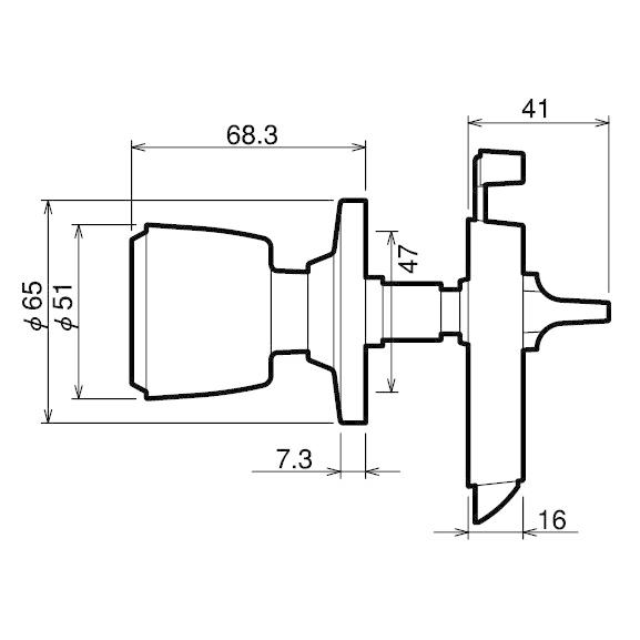 ハイス ドアノブ 技研 ハイスWC錠 表示錠（I型）BS53 トイレ用 片ノブ