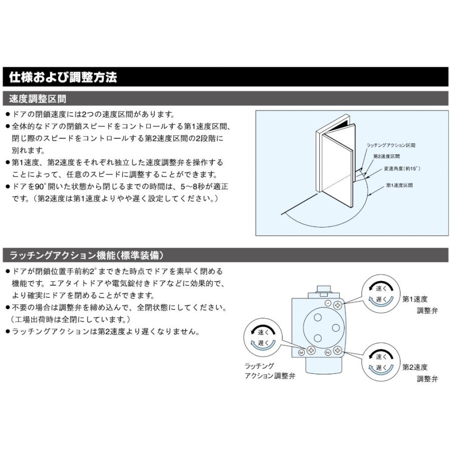 リョービ ドアクローザー S-121P RYOBI パラレル型 ストップ付 内装式〈シルバー/ブロンズ 〉交換 取替え ドアクローザ S121P Ｓ１２１Ｐ 20シリーズ｜artkenchikutategu｜05