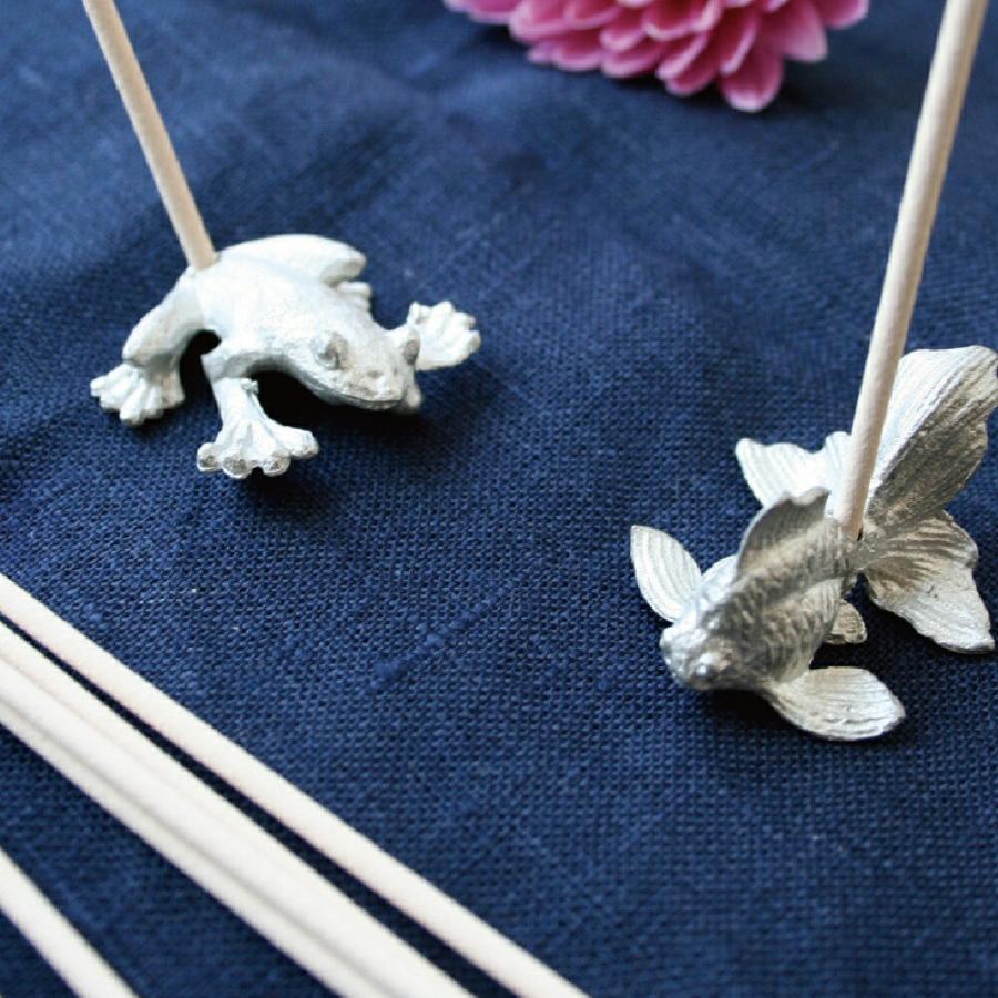 錫（すず）香立て / お香たて 錫製品 蓮 蛙 金魚 兎 桜 モチーフ 和風 オブジェ プチギフト / cotoiro コトイロ アートラボ ARTLAB | 