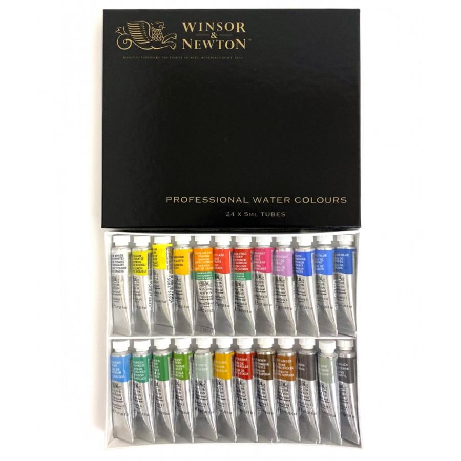 ウィンザー＆ニュートン プロフェッショナル ウォーターカラー 24色セット 5ml 【 絵具 えのぐ 絵の具 水彩 高級 ウィンザー ニュートン 】｜artloco