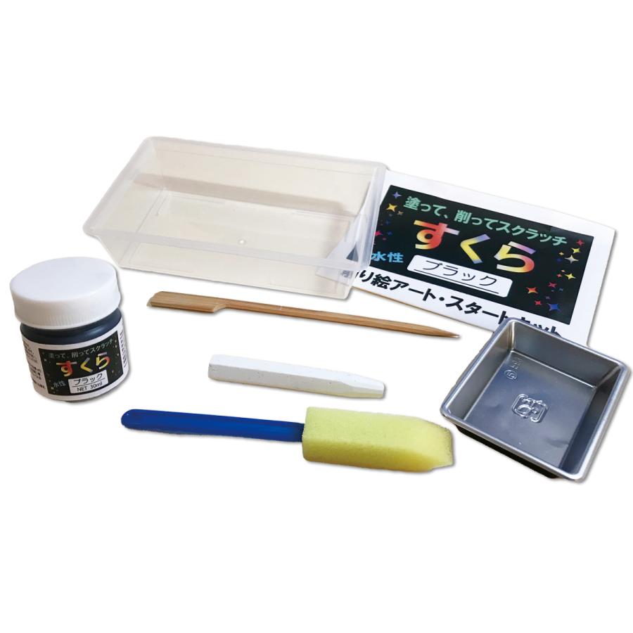 削り絵専用 絵具 すくら ブラック スタートキット 【 スクラッチ 塗料