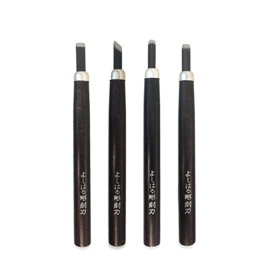 メール便可 ] サンクラフト よしはる彫刻刀 セット 右手用 4本組 全長
