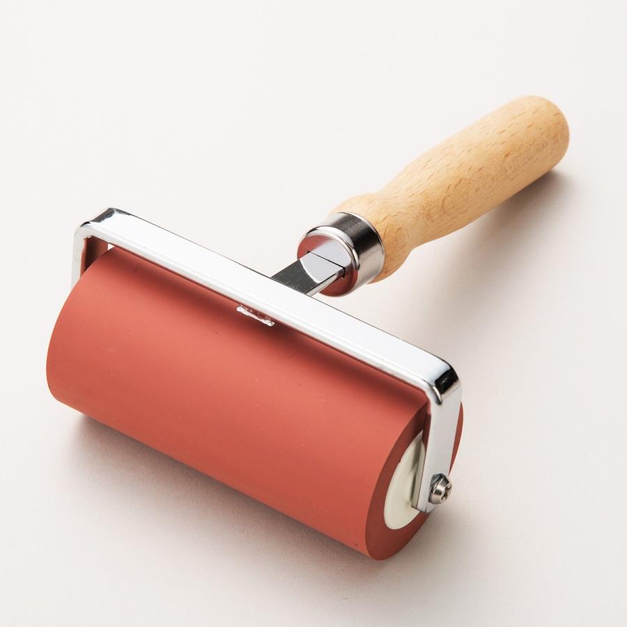 そのまま置ける 版画 硬質ローラー 幅100mm 【 ローラー セット 収納