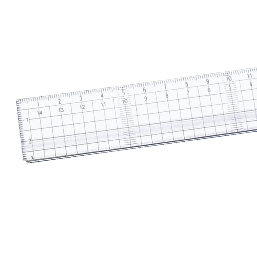 メール便可 ] カッティング定規 アクリル製 方眼 溝付 250mm 【 製図