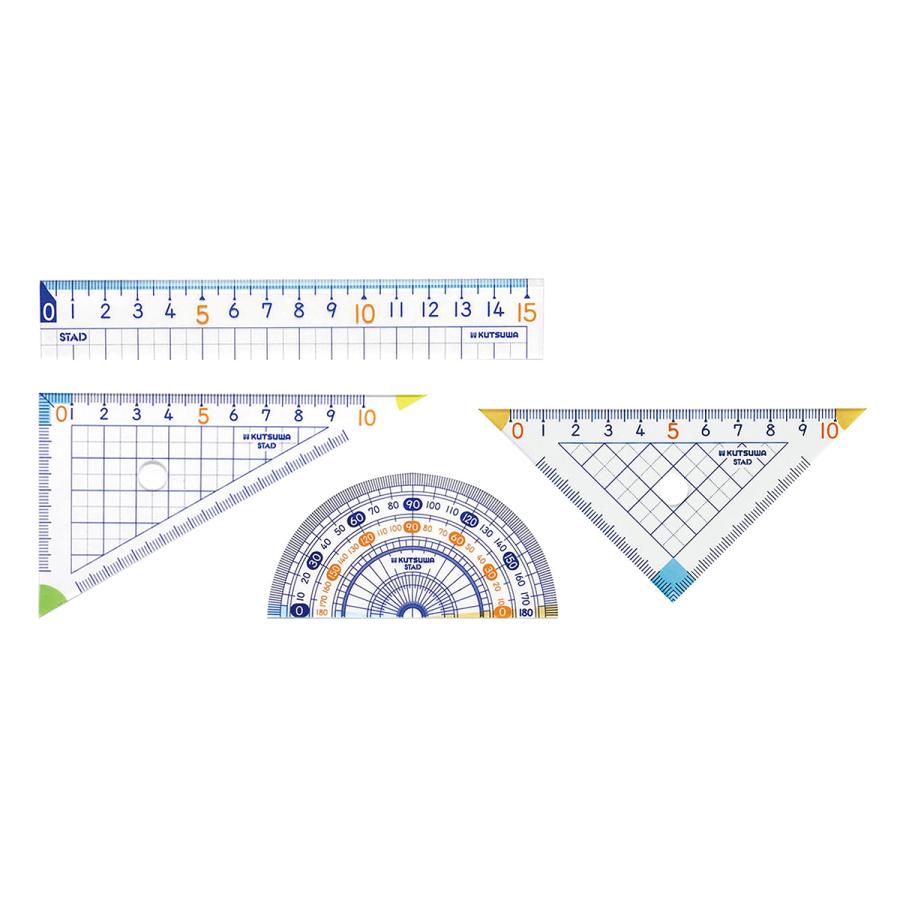 メール便可 ] 算数定規セット クツワ AP01A 三角定規 分度器 ケース入