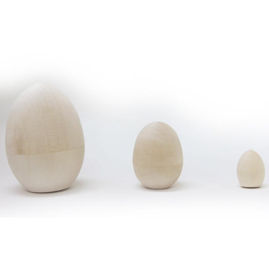 白木 たまご型 マトリョーシカ 7cm 3体(2体入れ子) 【 イースター 工作