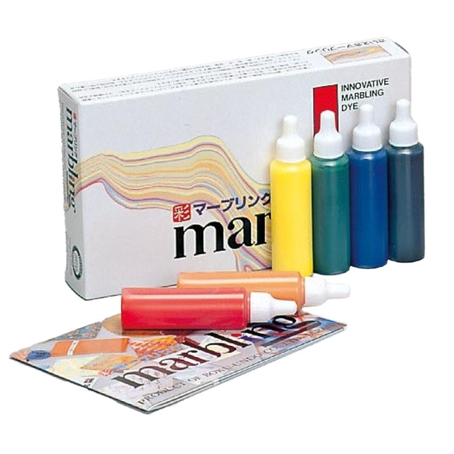 マーブリング 6色セット 12ml 墨運堂 15620 【 染色 彩液 絵の具 