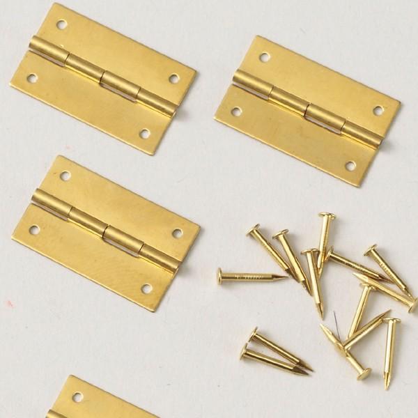 メール便可 ] 小箱用 真鍮細蝶番 25mm 4個セット 【 蝶番 丁番 ヒンジ