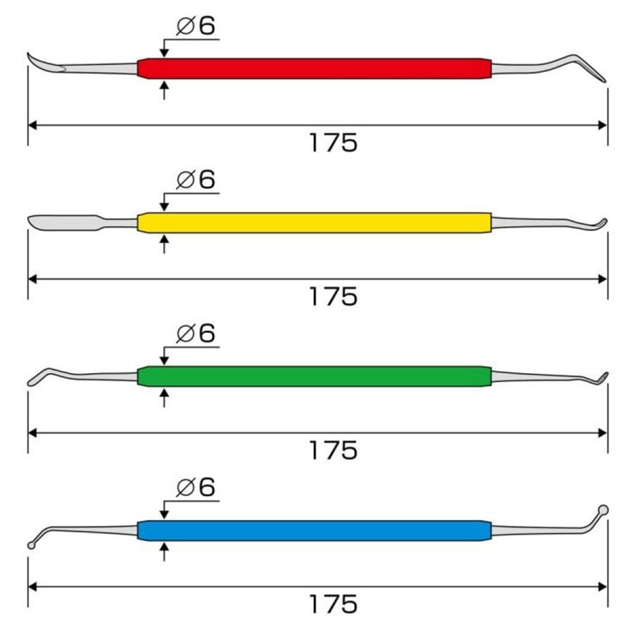 精密道具 スパチュラー 4本組 No.274 ステンレス製 【 彫塑 スパチュラ