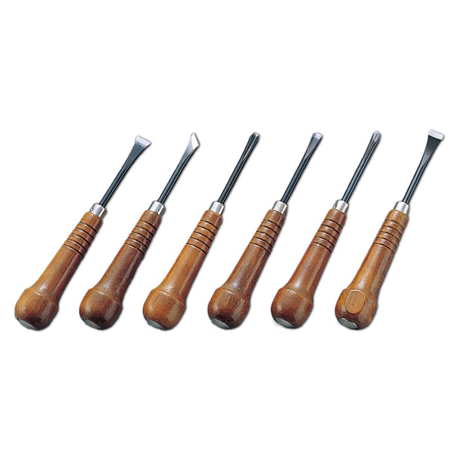 木彫刀 6本組 貫通型 52B6 【 木工具 セット 】 : 画材・ものづくりの