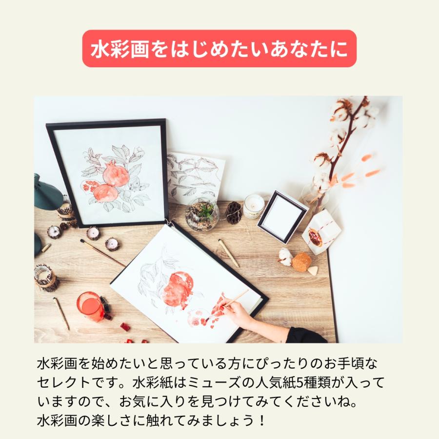水彩画 描き比べ 4点セット 透明水彩絵具12色・筆・パレット・水彩紙