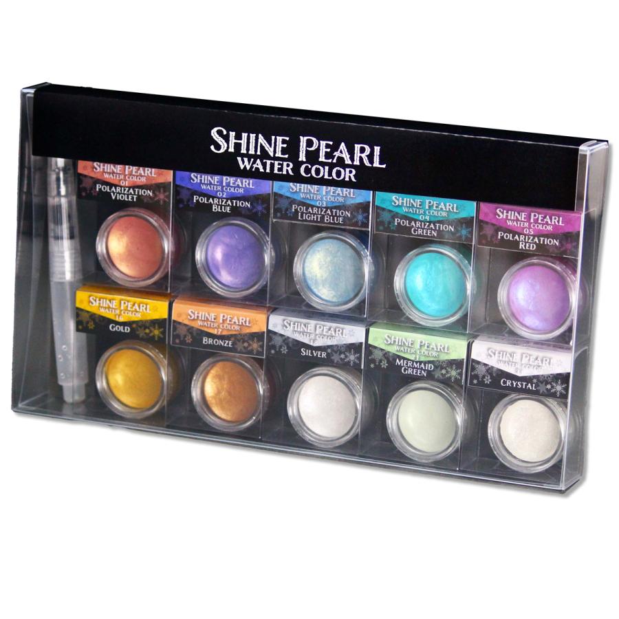 楽天市場】【お取り寄せ品】クサカベ シャインパール固形水彩絵具10色セット(水筆付き） : 中善画廊 クサカベ シャインパール 固形水彩絵具10色セット (水筆付)