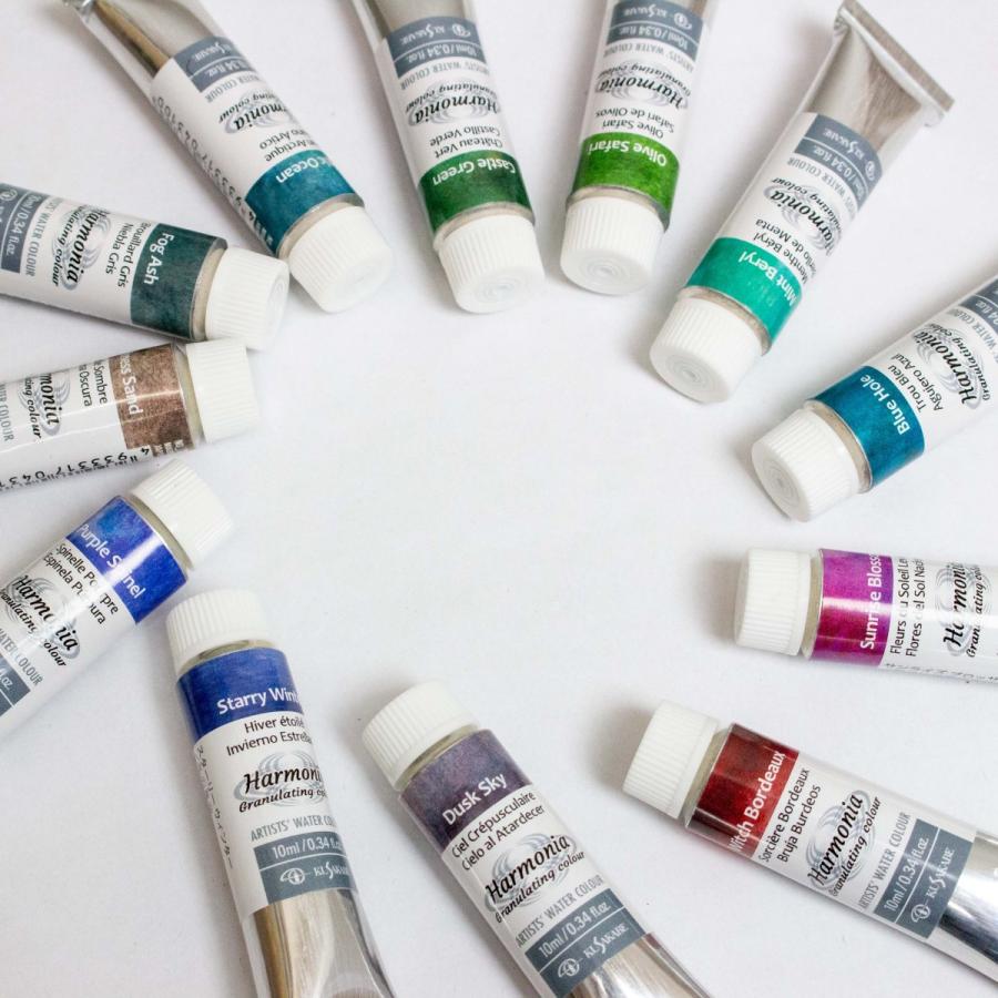 ハルモニアプラス水彩絵具10ml 12色セット クサカベ ハルモニア 12色セット 箱入 グラニュレーションカラー