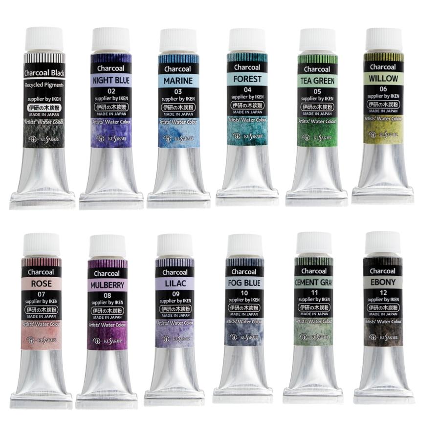 クサカベ（KUSAKABE） チャコールカラー 12色セット 箱入 4号 10mL