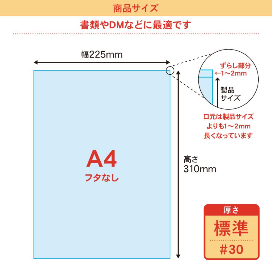 OPP袋 A4 テープなし 100枚(225mm×310mm 厚さ0.03mm) アート・エム OPP袋 A4 テープなし 100枚 透明袋 国産 30ミクロン厚