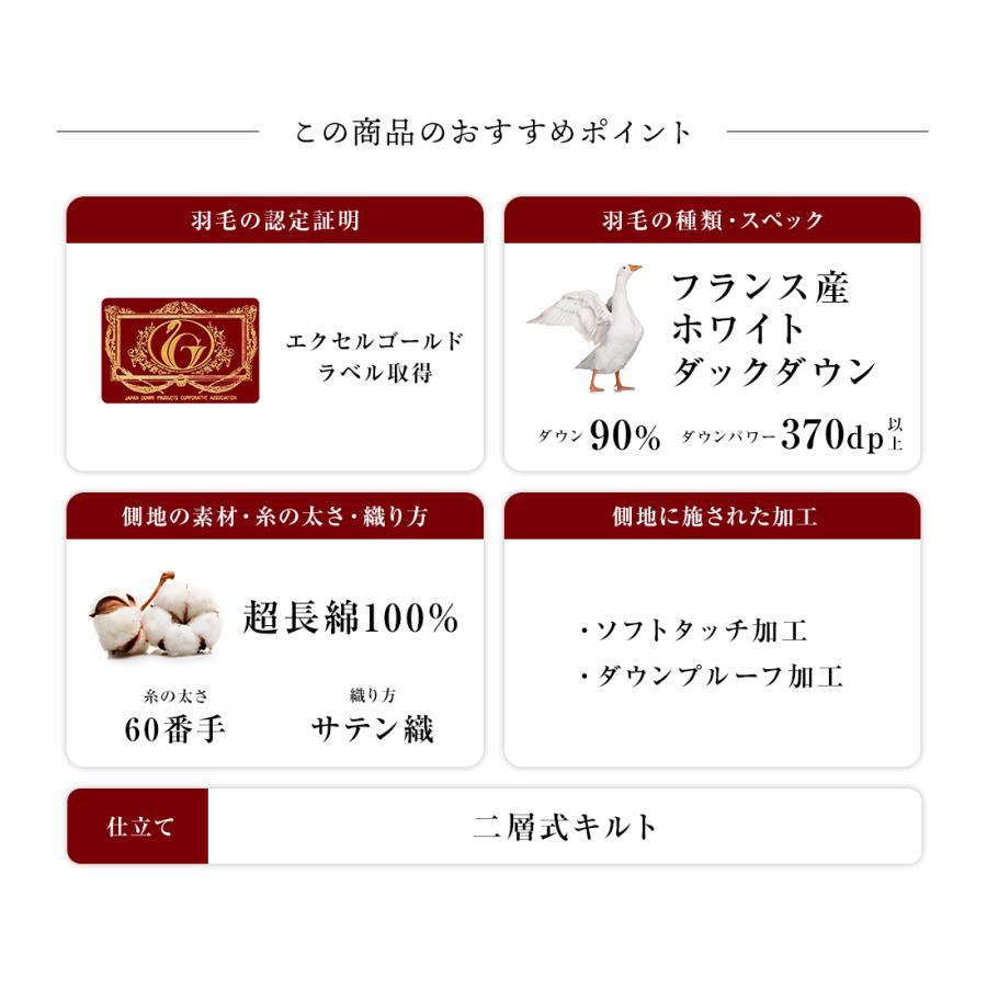 羽毛布団 シングル 掛け布団 二層式 シングルサイズ フランス産