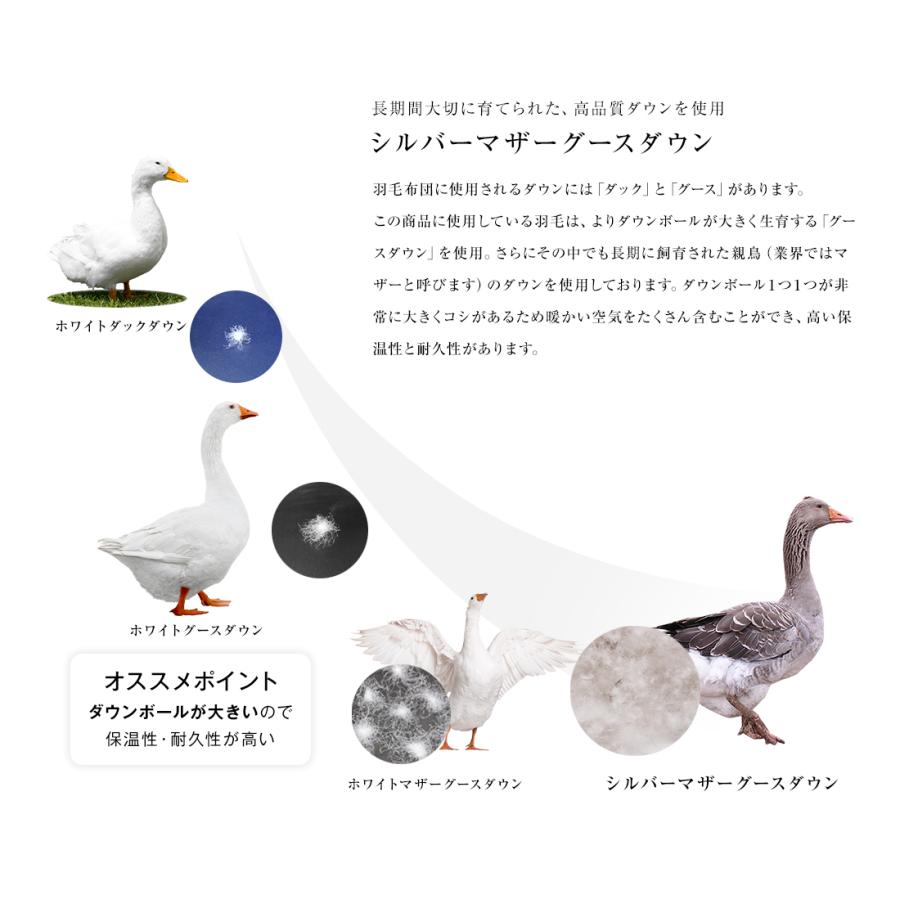 シルバーグース＞羽毛布団 ダブル 羽毛ふとん 掛け布団 二層式 最高級 