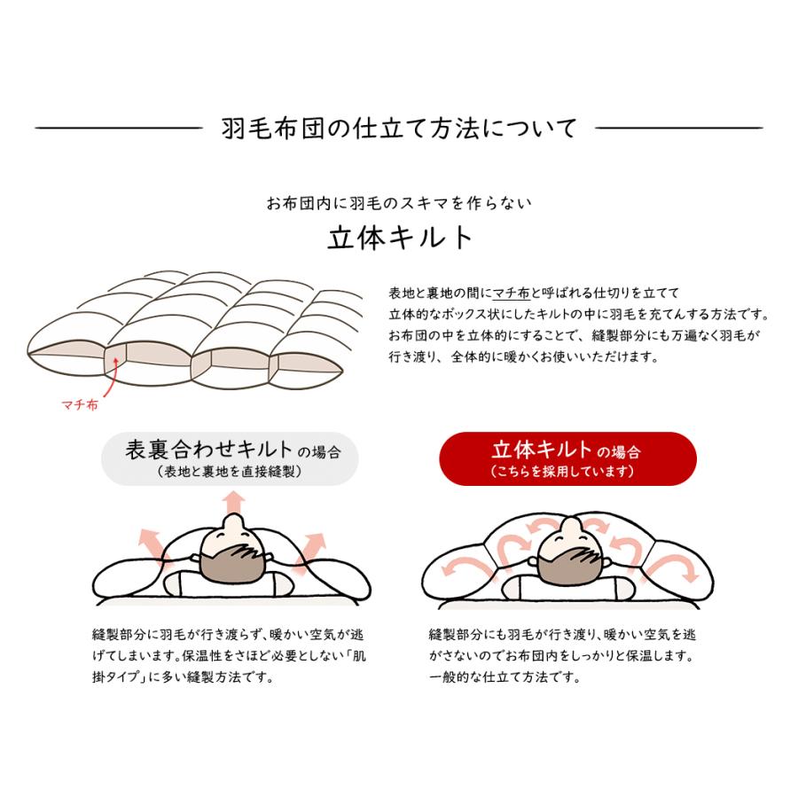 羽毛布団 シングル 羽毛ふとん 掛け布団 最高級 ハンガリー産ホワイトマザーグースダウン95% 羽毛量ひかえめ1.1kg 80サテン超長綿｜artmac｜16