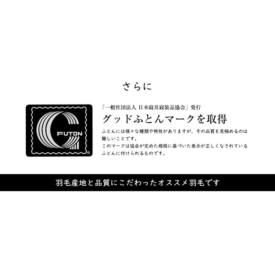 羽毛布団 シングル 羽毛ふとん 掛け布団 最高級 ハンガリー産ホワイトマザーグースダウン95% 羽毛量ひかえめ1.1kg 80サテン超長綿｜artmac｜10