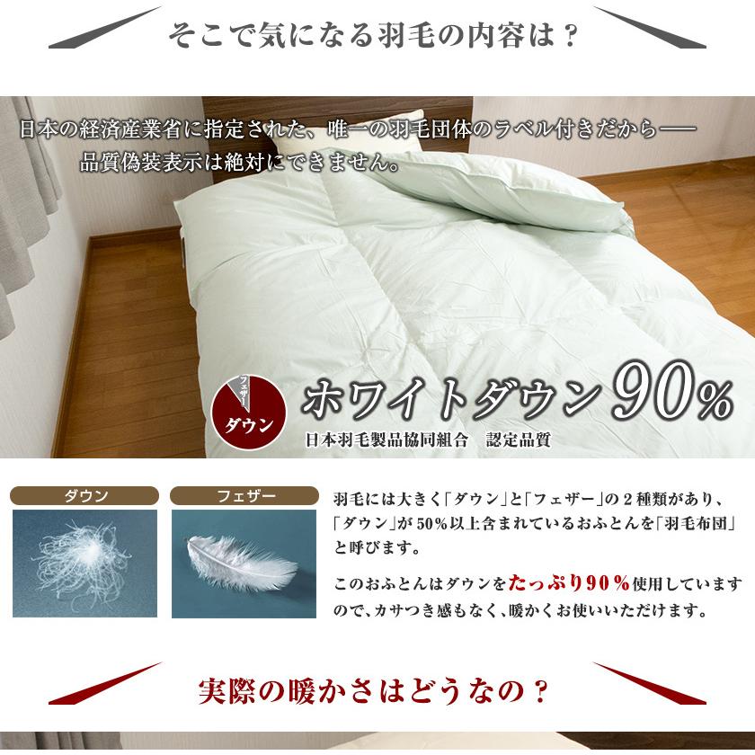 羽毛布団 羽毛ふとん セミダブル 二層式 ホワイトダウン90% 羽毛増量1.5kg エクセルゴールド 冬用 掛け布団｜artmac｜08