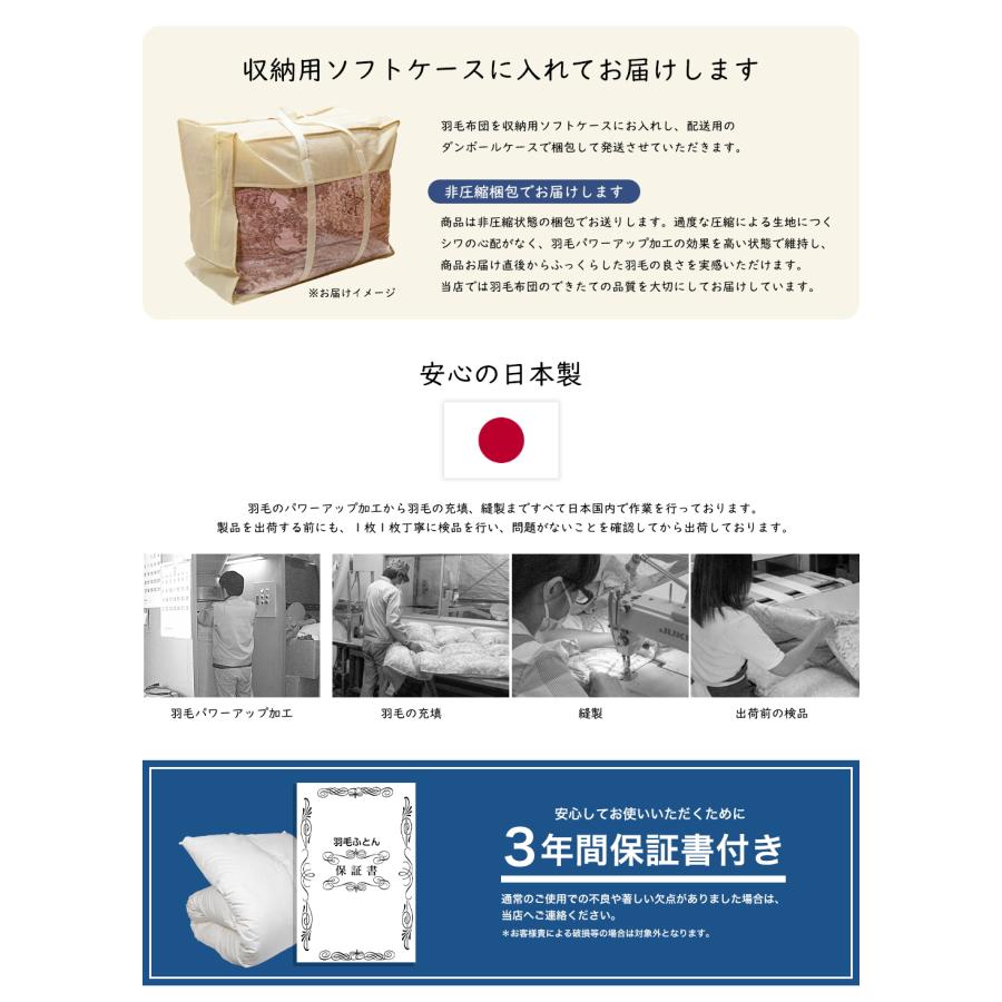羽毛布団 羽毛ふとん ダブル 二層式 ホワイトダウン90% 羽毛量1.7kg