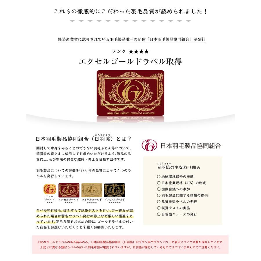 羽毛布団 羽毛ふとん キング 掛け布団 エクセルゴールド ホワイト