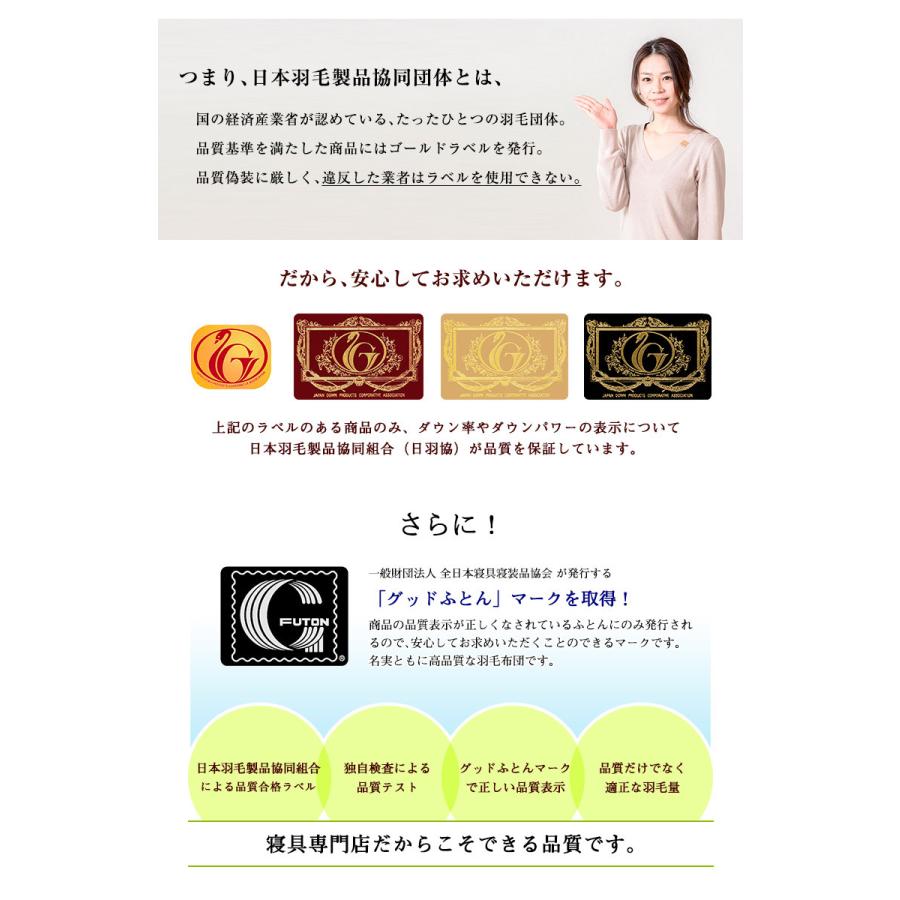 羽毛布団 ダブル プレミアムゴールド 高級羽毛布団 光触媒: オール 