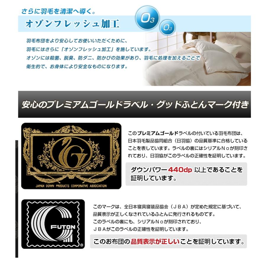 羽毛布団 ダブル プレミアムゴールド高級羽毛布団 グランタリム: 二層 