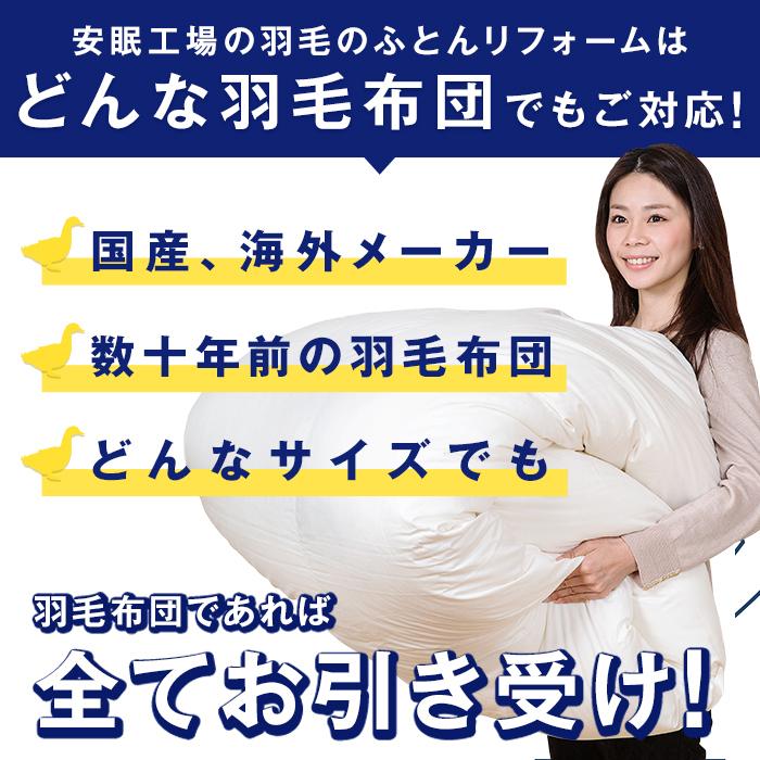 【アウトレット品】 羽毛布団 打ち直し リフォーム 日本全国対応 森林浴機能：ベーシック クイーンを⇒クイーンへ 【DG1096596645】(38316円)
