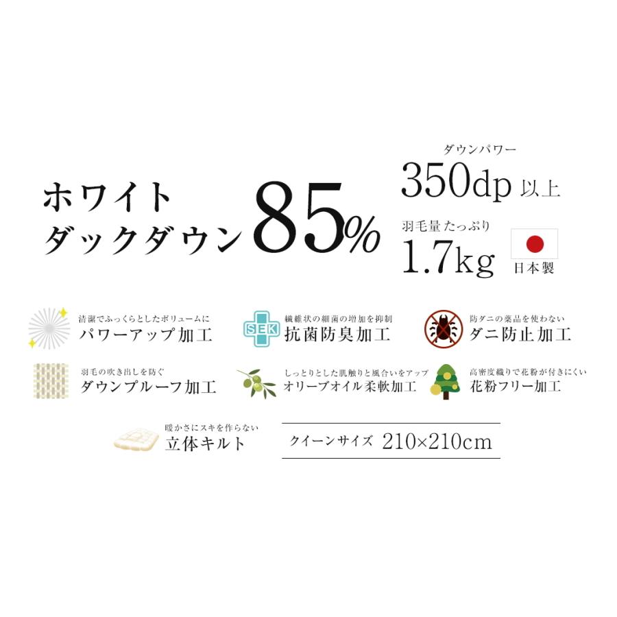 昭和西川 羽毛ふとん 羽毛布団 掛け布団 クイーン ホワイトダウン85% 350dp以上 羽毛量1.7kg 立体キルト 冬用｜artmac｜03