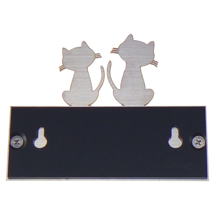 かわいい猫のステンレス表札 サイズは2種( 150mm幅 200mm幅 ) 取付