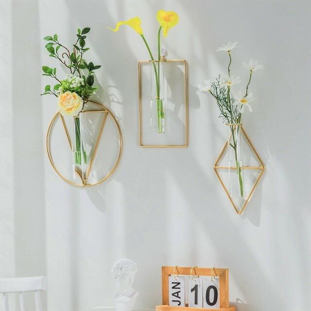 壁掛け アイアン ワイヤーフラワーベース 全5種類 ガラス 試験管 花瓶 ゴールド Art Of Black Flowervase Art Of Black 通販 Yahoo ショッピング