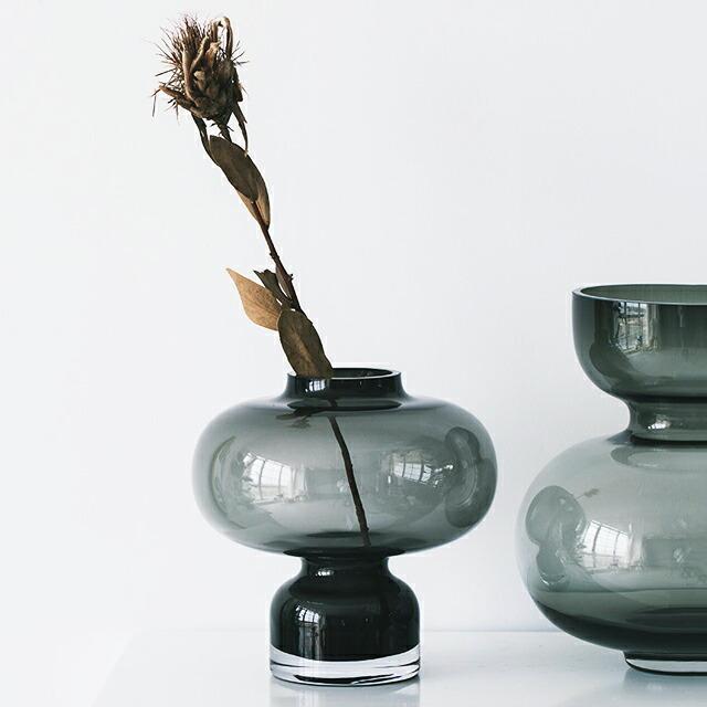 ガラス フラワーベース 花瓶 グレー [ART OF BLACK] :flowervase-03052 
