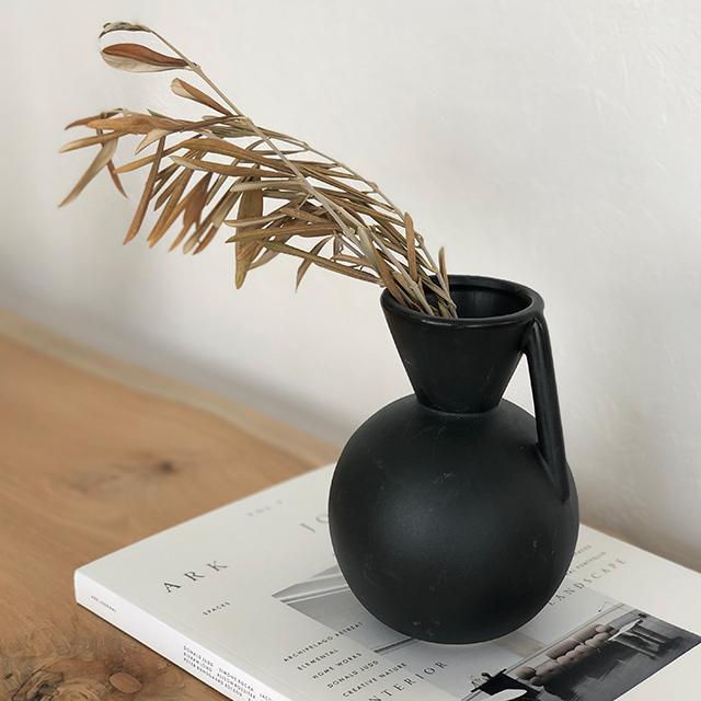 取っ手付き セラミック ブラック フラワーベース 花瓶 [ART OF BLACK ...