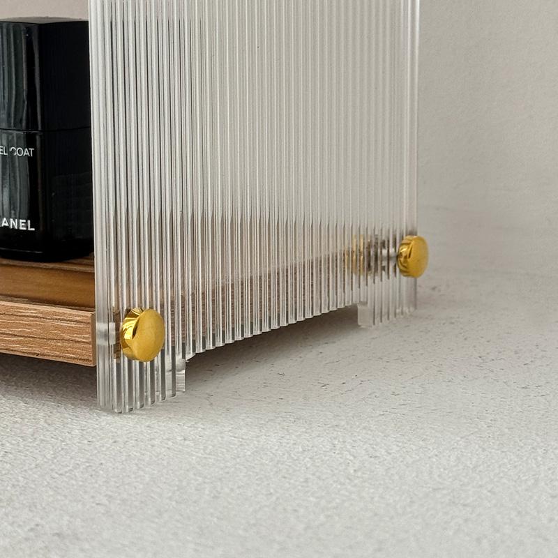 クリア×ウッド 3段 ディスプレイ ラック [ART OF BLACK] LOTTE 3段