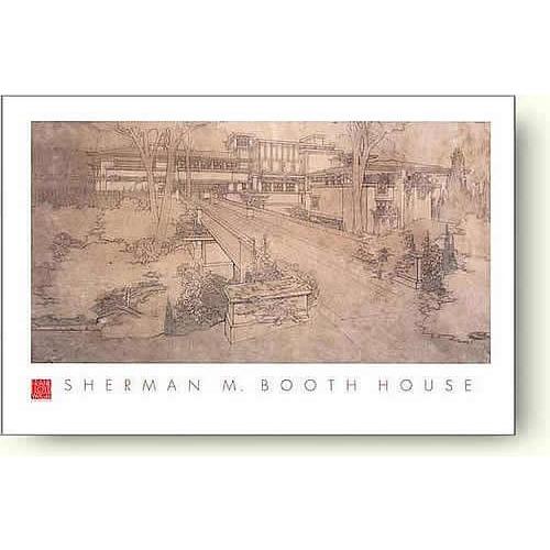 【出荷区分D】絶版希少ポスター フランクロイドライト Sherman M. Booth House【アートポスター】