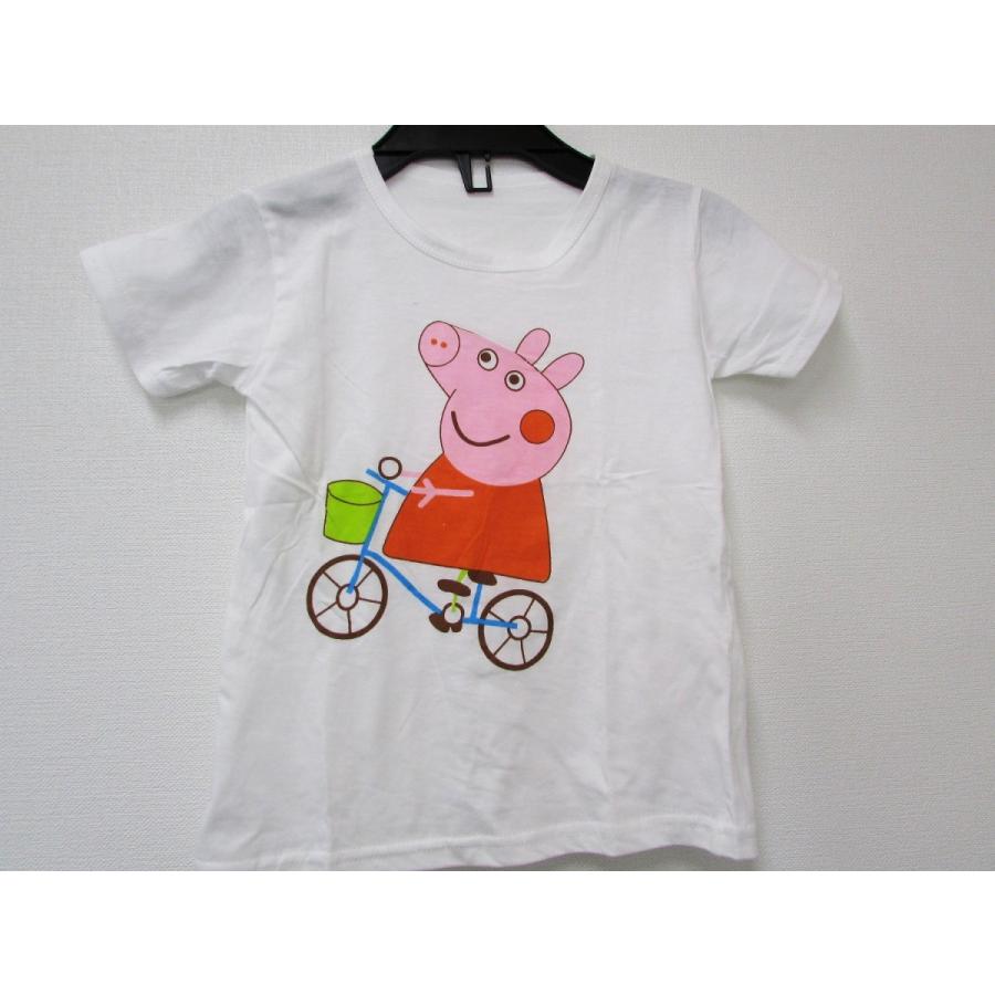 自転車に乗るブタさん キッズTシャツ サイズ80cm : ギャラリーれんげ