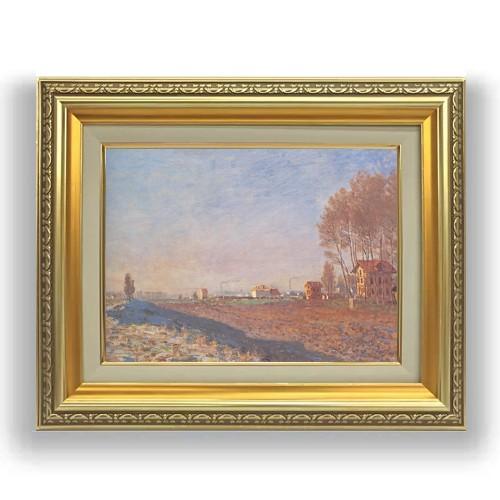 クロード・モネ コロンブの平原、雪 F4 4号 油彩 風景画 477×387mm 送料