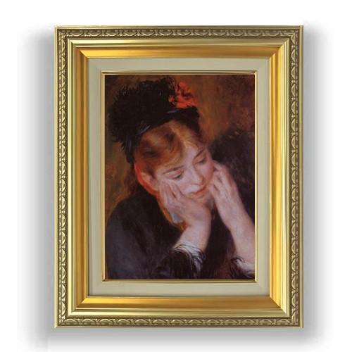 ルノワール 物思い F4　絵画　販売 4号　油彩　人物画　477×387mm 送料無料