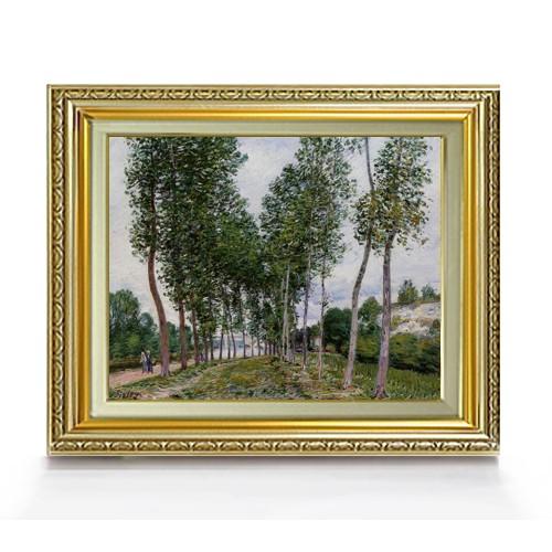 シスレー ポプラの並木道 F6　　6号　油彩　風景画　554×463mm 送料無料