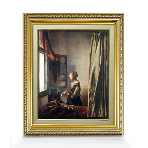 フェルメール 窓辺で手紙を読む女 F6　　6号　油彩　人物画　554×463mm 送料無料