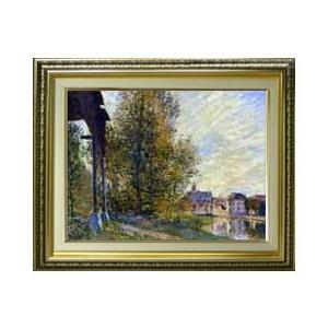 シスレー モレ郊外にて F6 　6号　油彩　風景画　554×463mm 送料無料